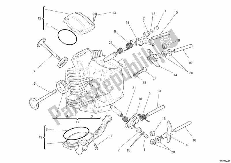 Tutte le parti per il Testata Orizzontale del Ducati Hypermotard 1100 EVO SP 2012